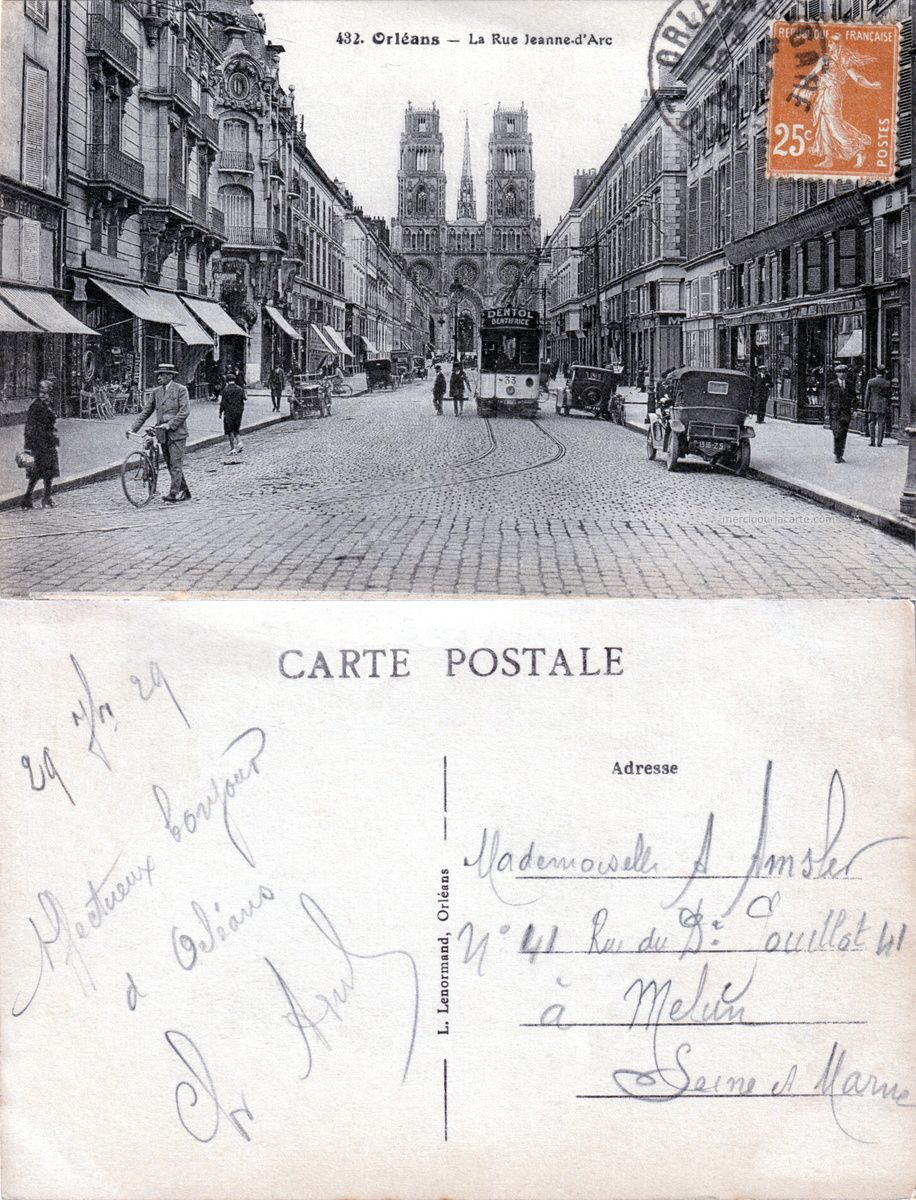 Pinterest Orléans - La Rue Jeanne-d'Arc - 1929