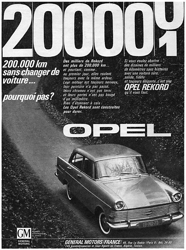 Pinterest 50 ans d'histoire de la publicité dans Paris Match - Marque Opel Numéro 720 de Janvier 1963
