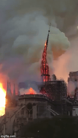 Pinterest A massive fire engulfed the roof of Notre Dame Cathedral, toppling its spire and sending thick plumes of smoke high into the sky