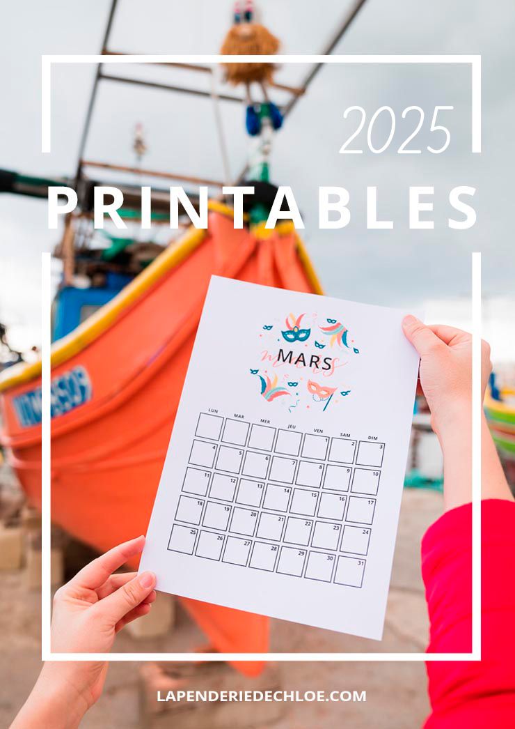 Pinterest Calendriers 2025 à imprimer - blog lifestyle | La Penderie de Chloé